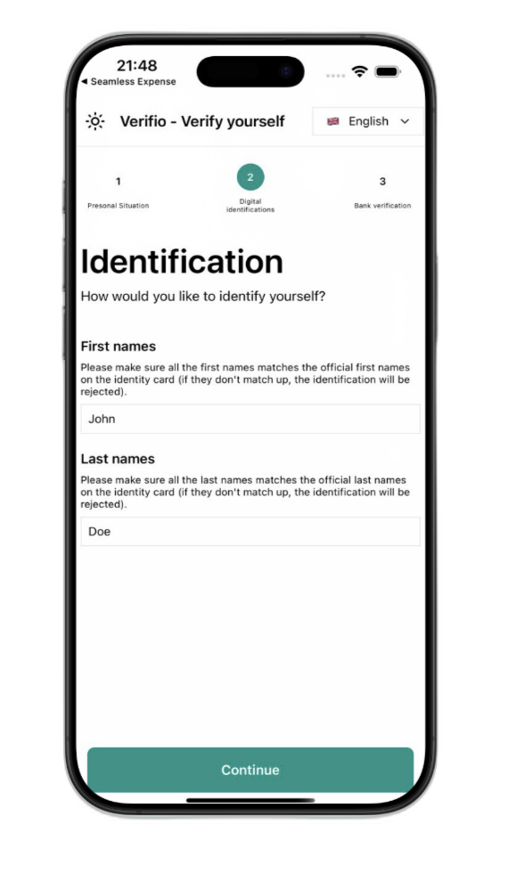 Digital identification screen